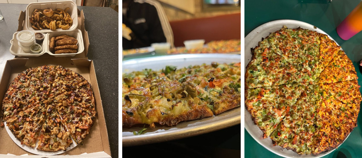 Chicken tikka pizza by the slice