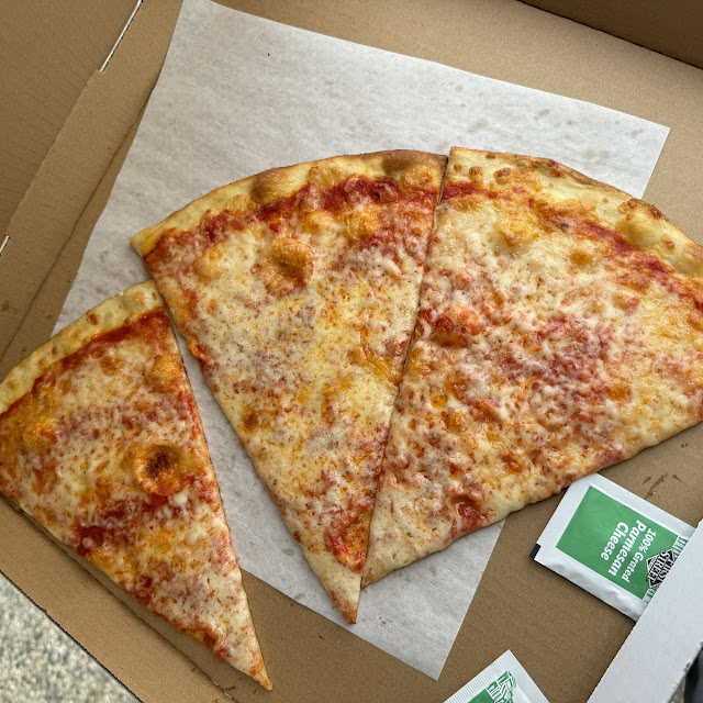 Hot pizza slice with melted cheese